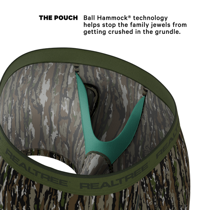 Shinesty x Realtree The Barking Up bark camouflage Ball Hammock underwear with fly – men's camo boxer brief