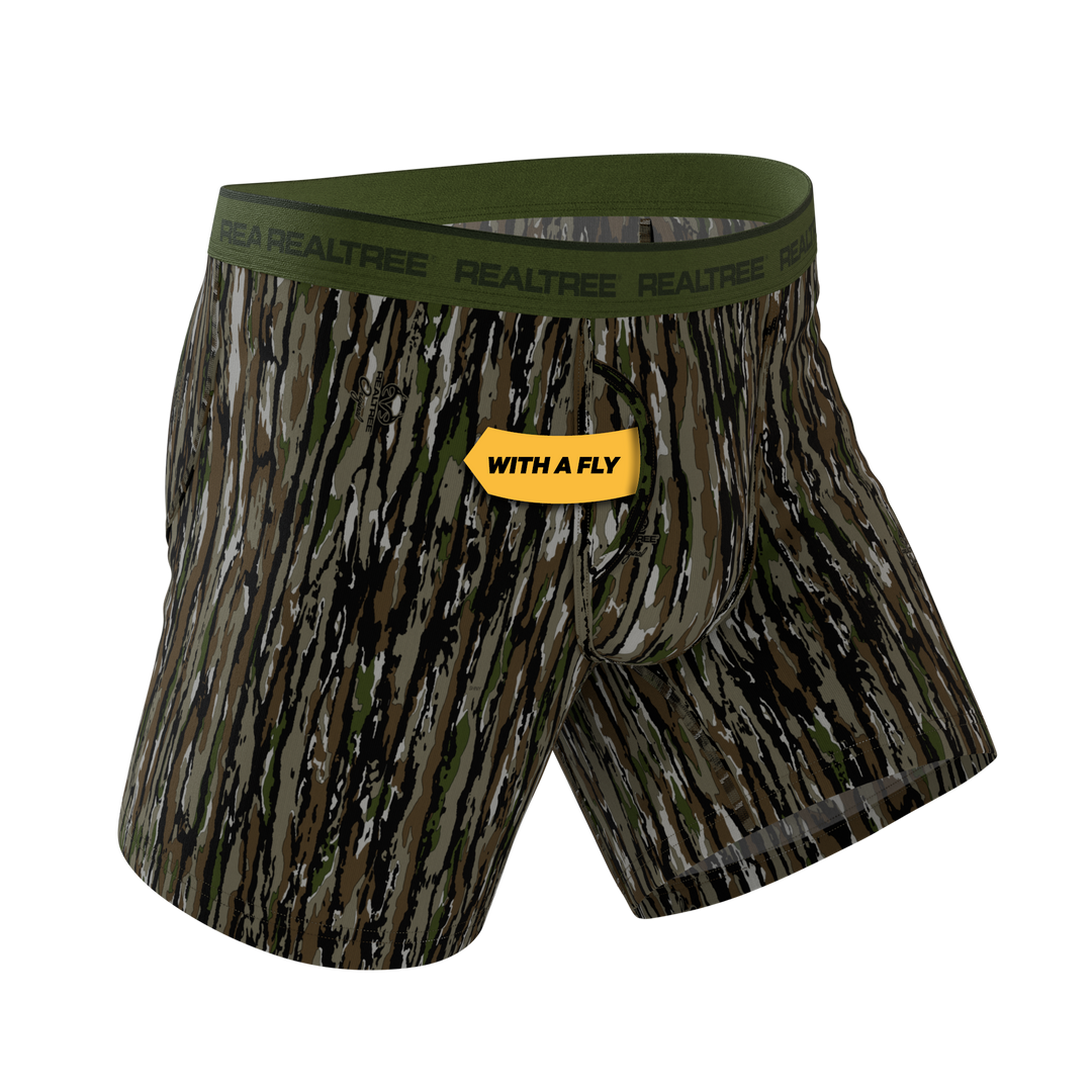 Shinesty x Realtree The Barking Up bark camouflage Ball Hammock underwear with fly – men's camo boxer brief
