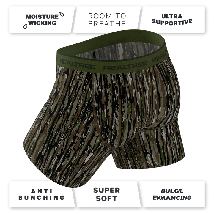 Shinesty x Realtree The Barking Up bark camouflage Ball Hammock underwear with fly – men's camo boxer brief