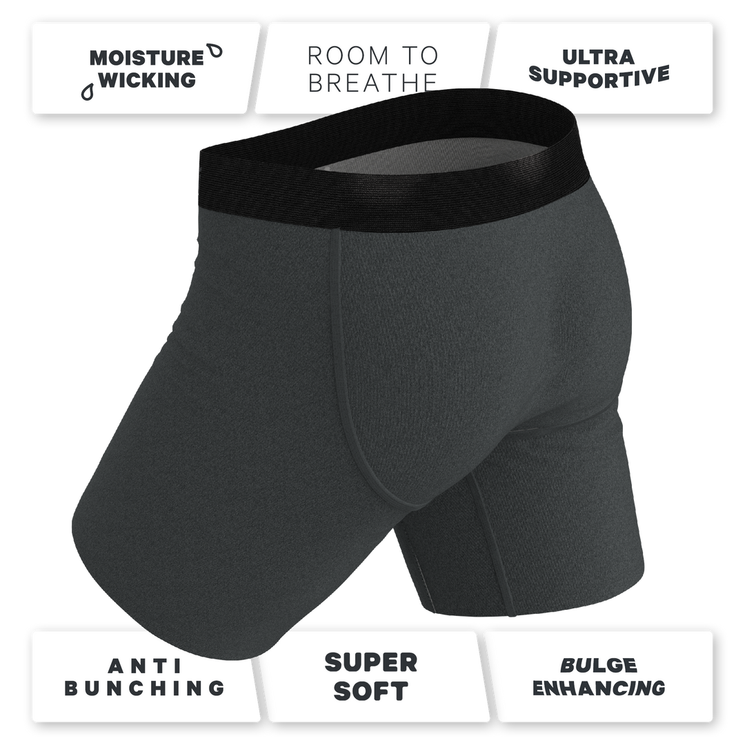 Shinesty "Basalt" Heather Charcoal Long Leg Ball Hammock® Pouch Underwear with Fly