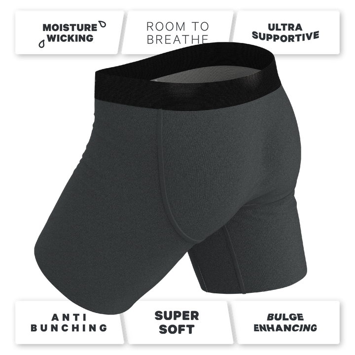 Shinesty "Basalt" Heather Charcoal Long Leg Ball Hammock® Pouch Underwear with Fly