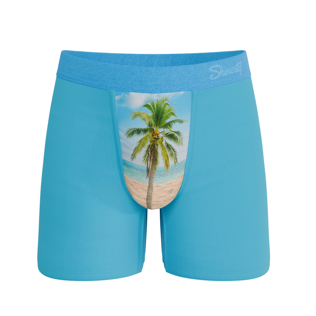 Shinesty The Beach Please palm tree Ball Hammock boxer briefs – tropical novelty underwear