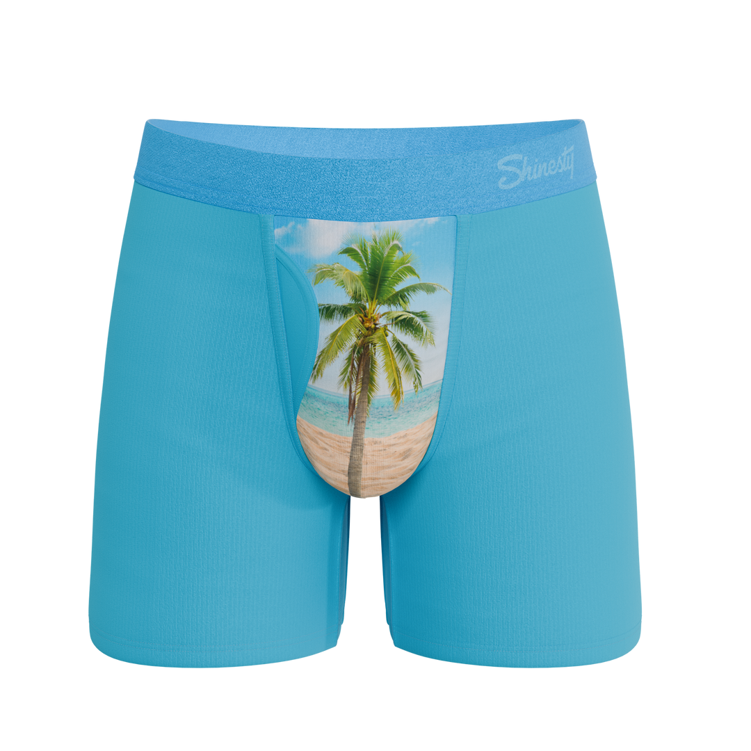 Shinesty The Beach Please palm tree Ball Hammock boxer briefs with fly – tropical underwear
