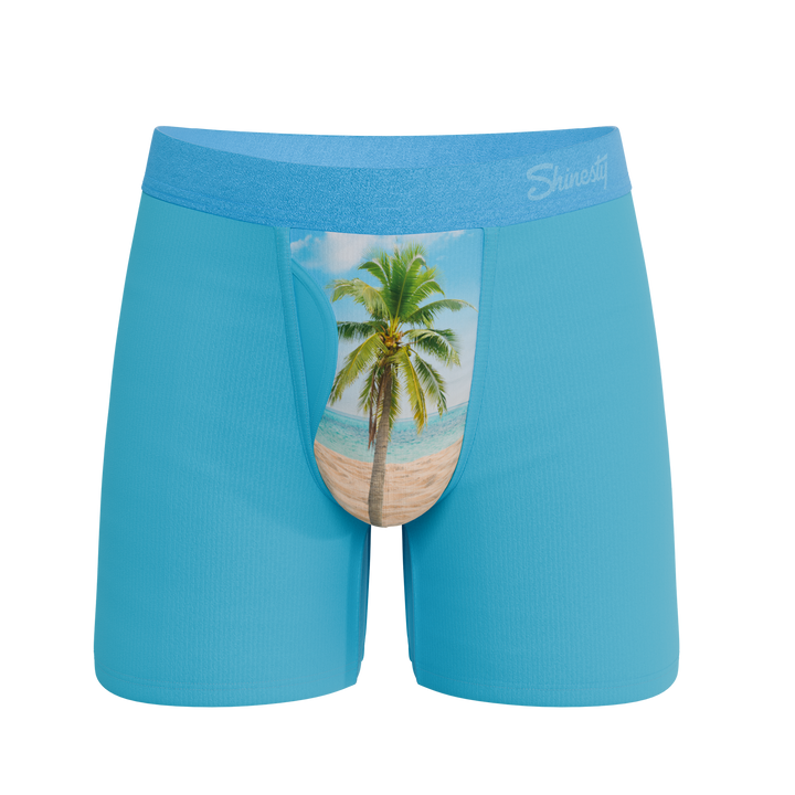 Shinesty The Beach Please palm tree Ball Hammock boxer briefs with fly – tropical underwear