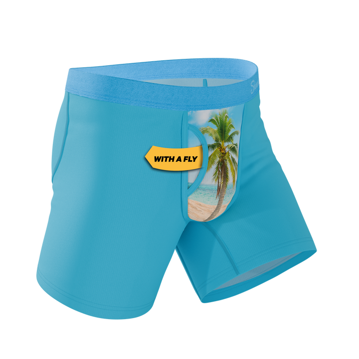 Shinesty The Beach Please palm tree Ball Hammock boxer briefs with fly – tropical underwear