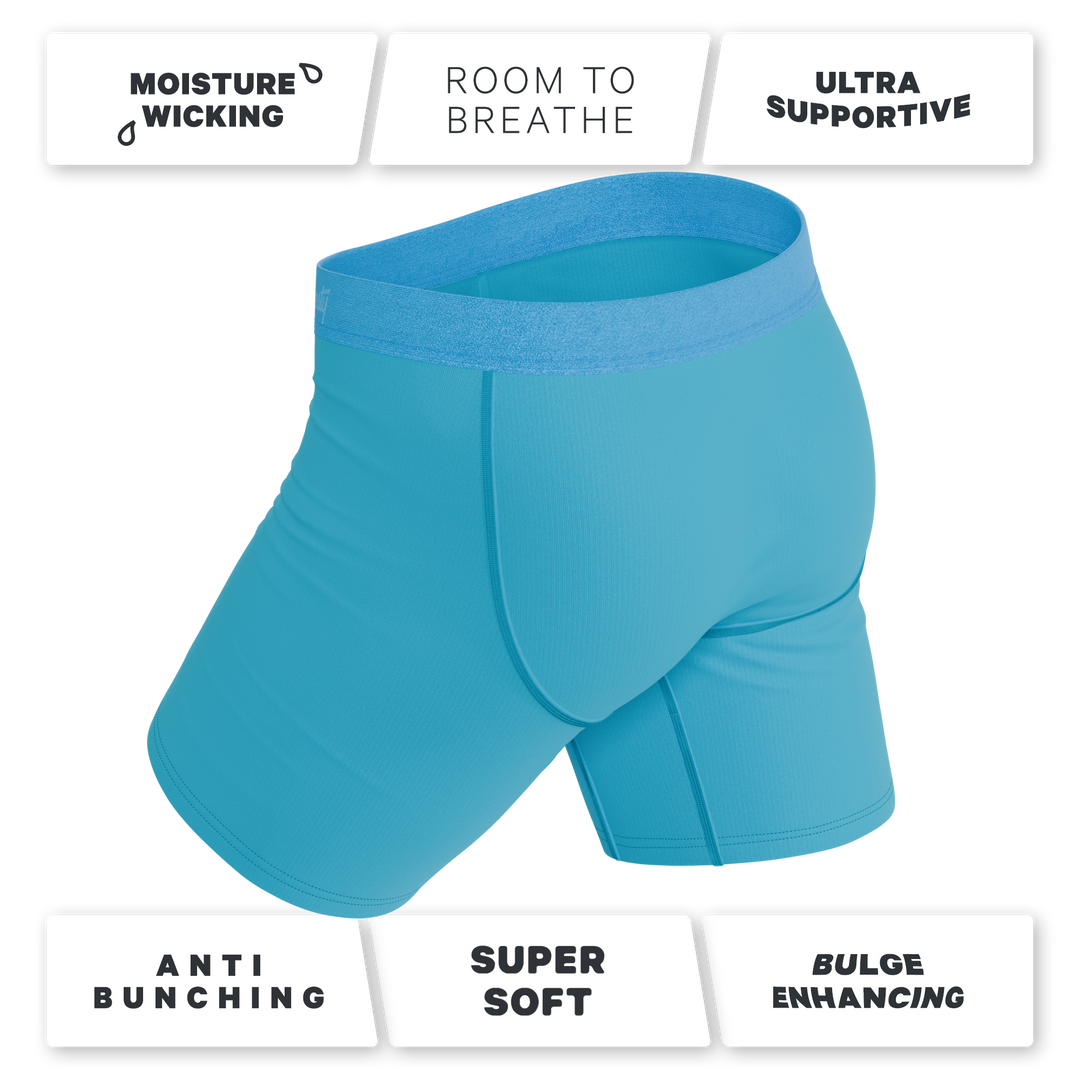 Shinesty The Beach Please palm tree long leg Ball Hammock boxer briefs with fly – tropical