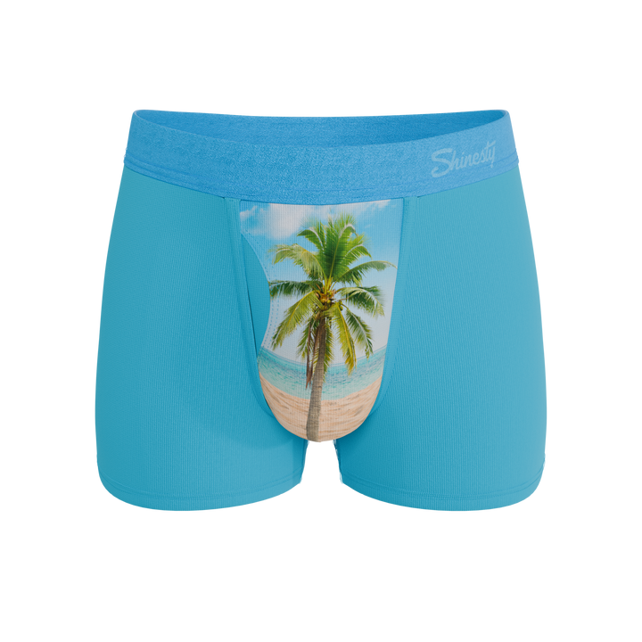 Shinesty The Beach Please palm tree Ball Hammock trunks – funny tropical trunk underwear