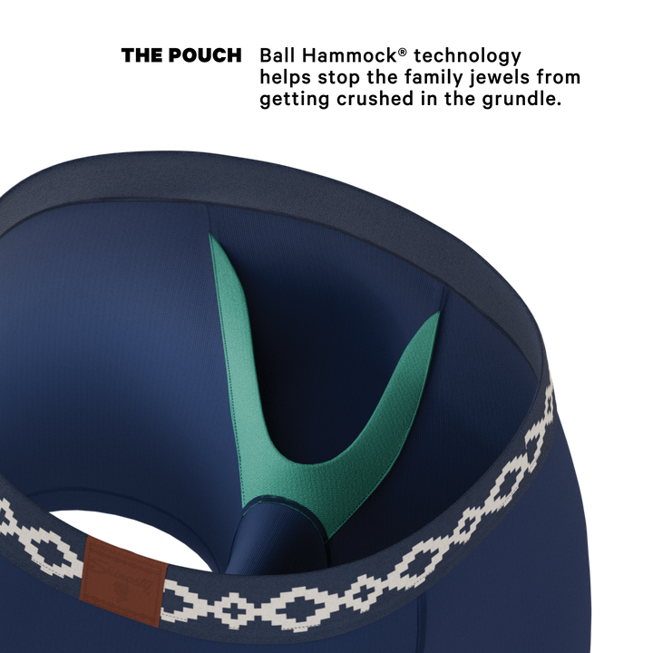 Shinesty x La Matera The Big Corbina Blue navy Ball Hammock underwear with fly – men's navy boxer brief