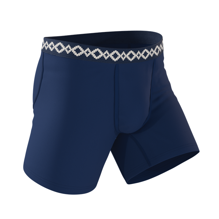 Shinesty x La Matera The Big Corbina Blue navy Ball Hammock underwear with fly – men's navy boxer brief