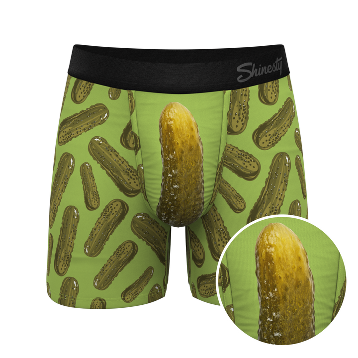 The Big Dill: Funny Pickle Print Boxer Briefs with Ball Hammock® Pouch