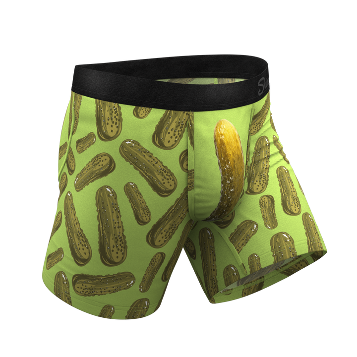 The Big Dill: Funny Pickle Print Boxer Briefs with Ball Hammock® Pouch