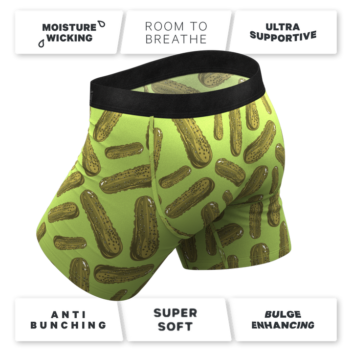 The Big Dill: Funny Pickle Print Boxer Briefs with Ball Hammock® Pouch