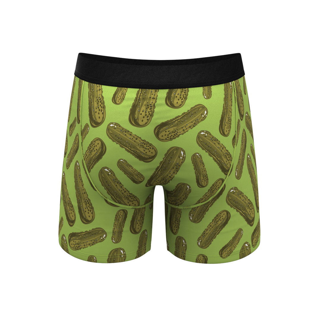 The Big Dill: Funny Pickle Print Boxer Briefs with Ball Hammock® Pouch