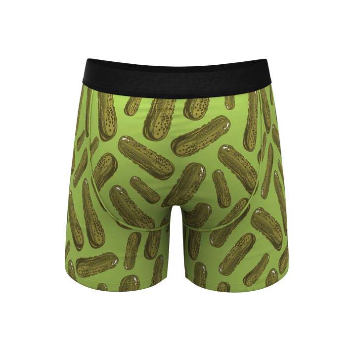 The Big Dill: Funny Pickle Print Boxer Briefs with Ball Hammock® Pouch