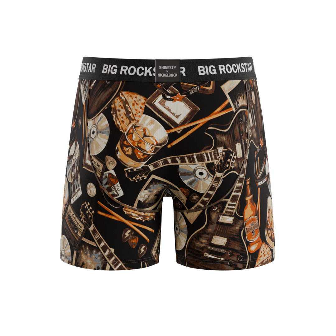 Shinesty x Nickelback The Big Rock Star guitar Ball Hammock underwear with fly – men's guitar print boxer