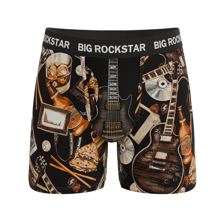 Shinesty x Nickelback The Big Rock Star guitar Ball Hammock underwear with fly – men's guitar print boxer