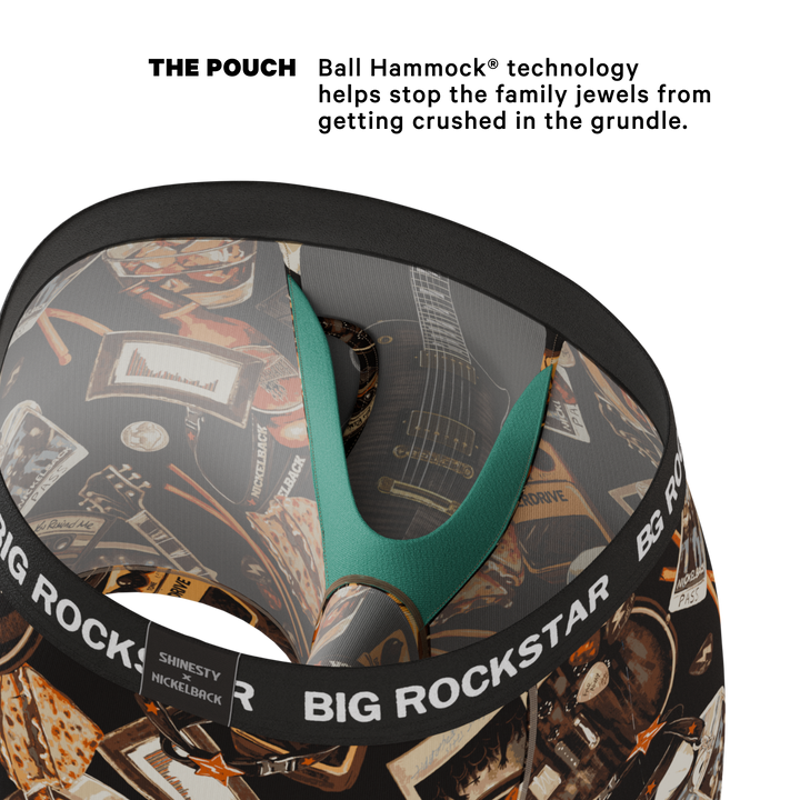 Shinesty x Nickelback The Big Rock Star guitar Ball Hammock underwear with fly – men's guitar print boxer