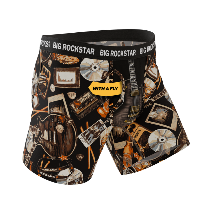 Shinesty x Nickelback The Big Rock Star guitar Ball Hammock underwear with fly – men's guitar print boxer