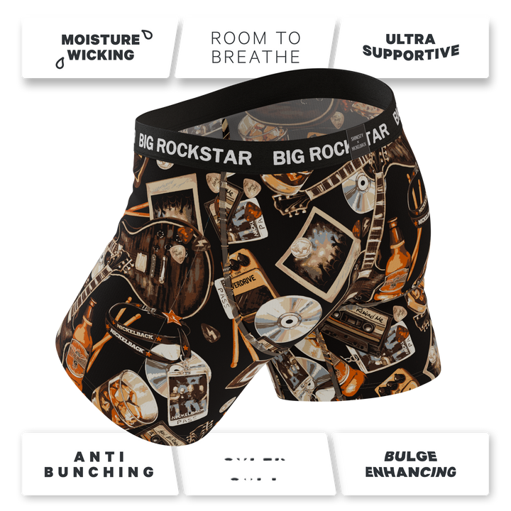 Shinesty x Nickelback The Big Rock Star guitar Ball Hammock underwear with fly – men's guitar print boxer