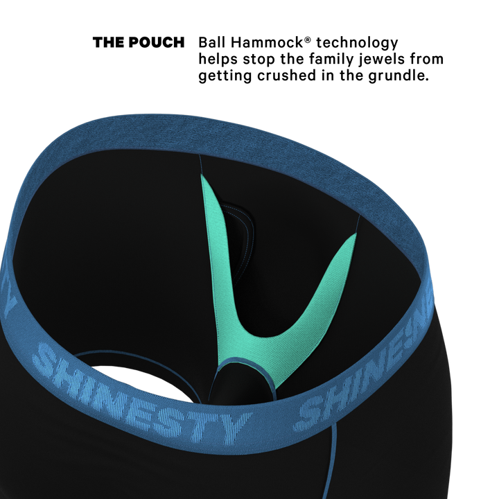 Shinesty "The Black Hole" Black and Blue Ball Hammock® Pouch Underwear With Fly