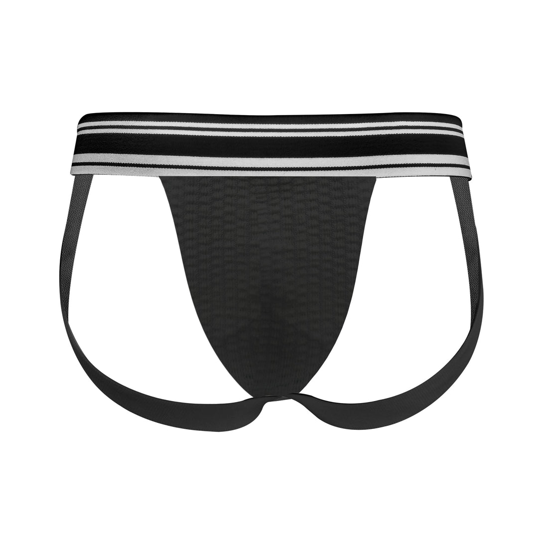 HisJock Core Jock in Bathhouse Black 2 inch waistband – men's classic athletic jockstrap