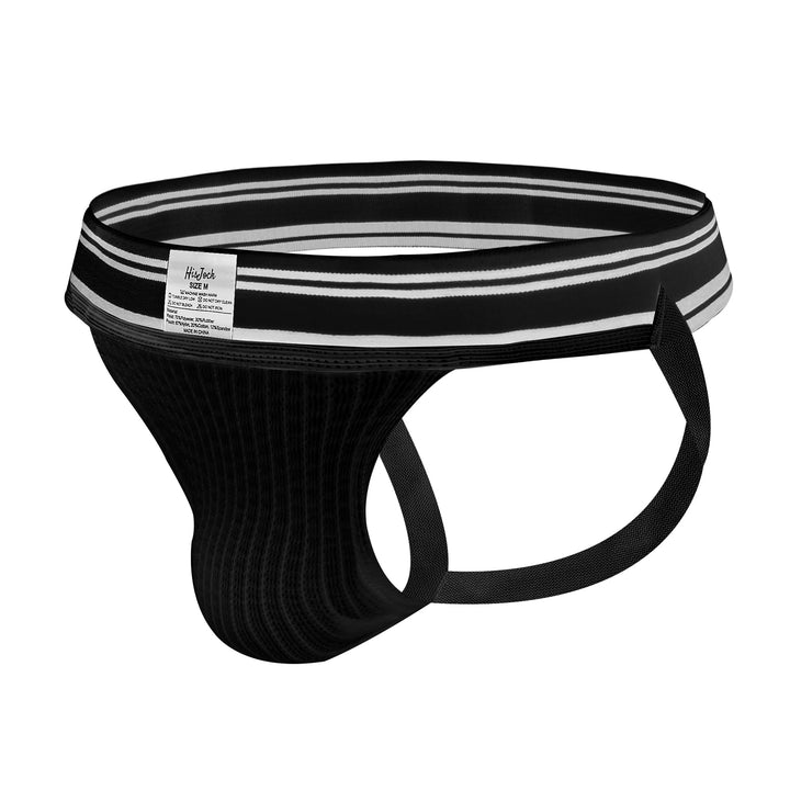 HisJock Core Jock in Bathhouse Black 2 inch waistband – men's classic athletic jockstrap