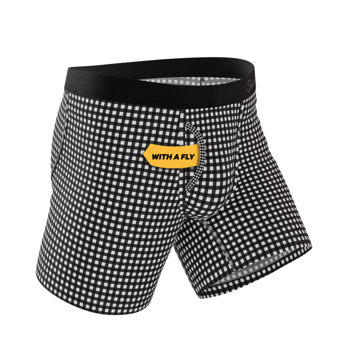Shinesty The Blackberry Bramble window pane Ball Hammock underwear with fly – men's window pane fly briefs