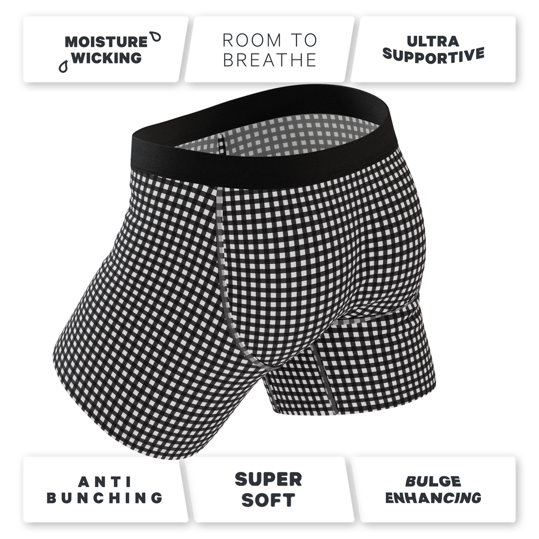 Shinesty The Blackberry Bramble window pane Ball Hammock underwear with fly – men's window pane fly briefs