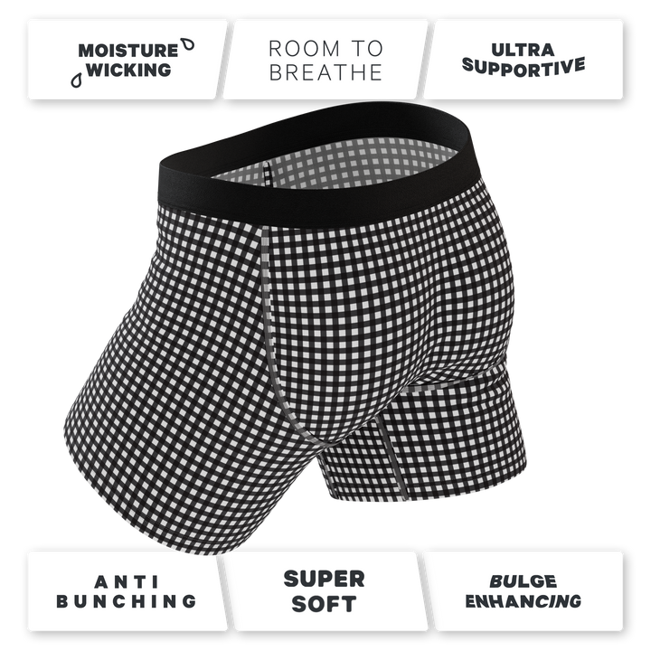 Shinesty The Blackberry Bramble window pane Ball Hammock underwear with fly – men's window pane fly briefs