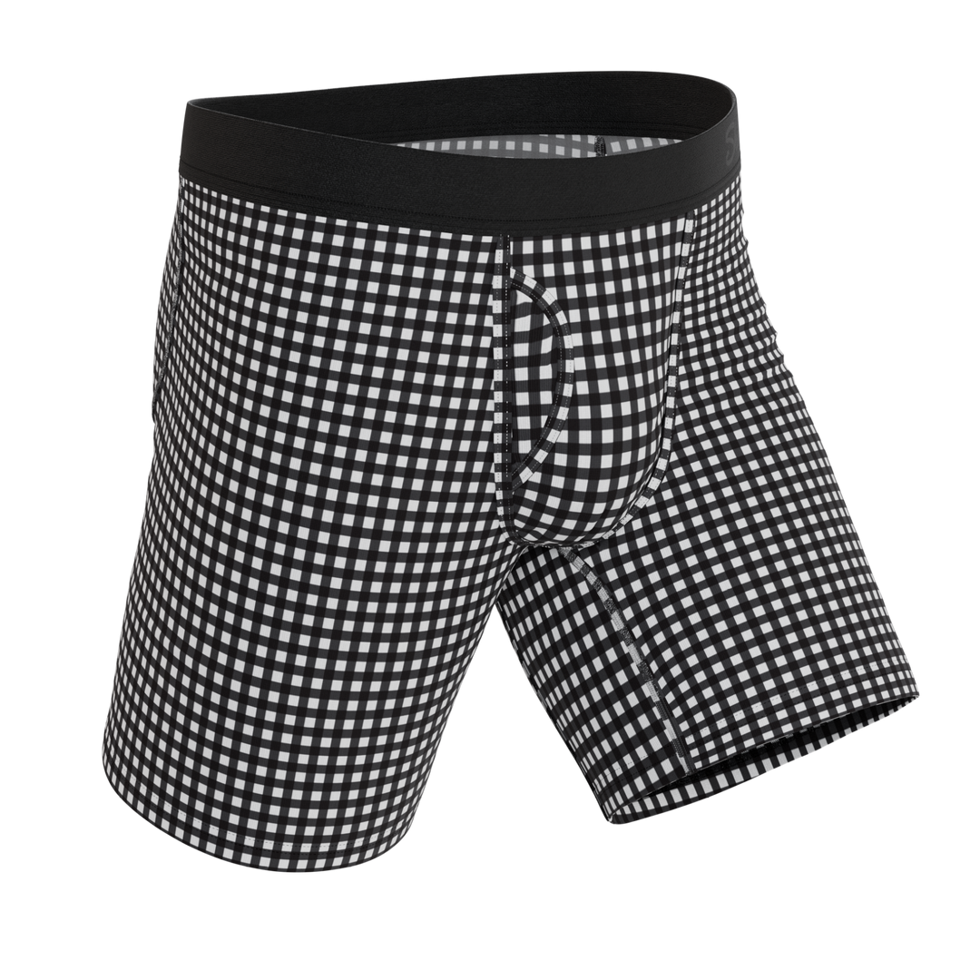 Shinesty The Blackberry Bramble window pane Ball Hammock long leg underwear with fly – long leg boxer
