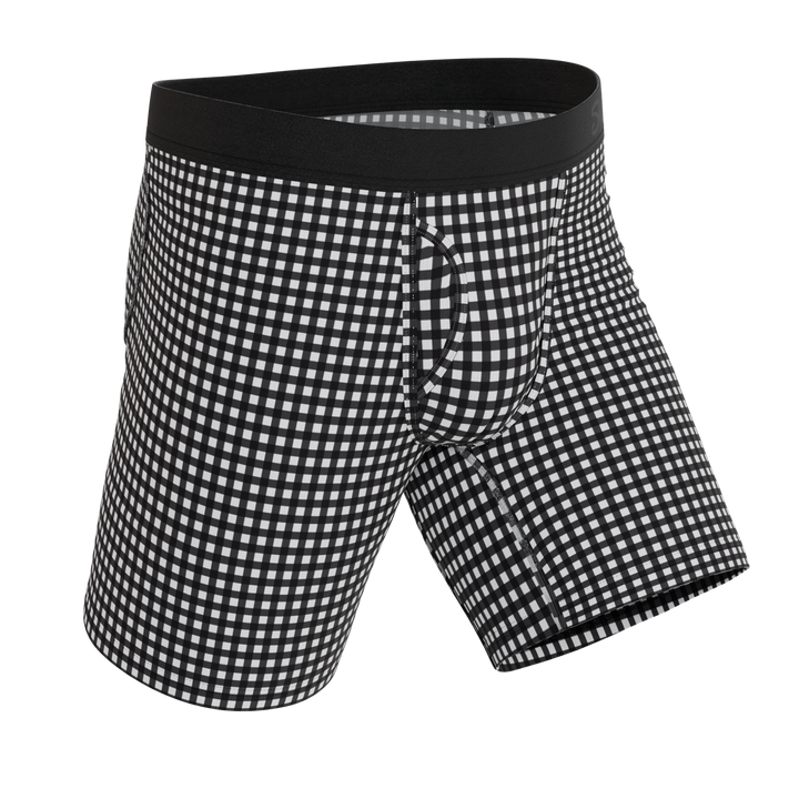 Shinesty The Blackberry Bramble window pane Ball Hammock long leg underwear with fly – long leg boxer