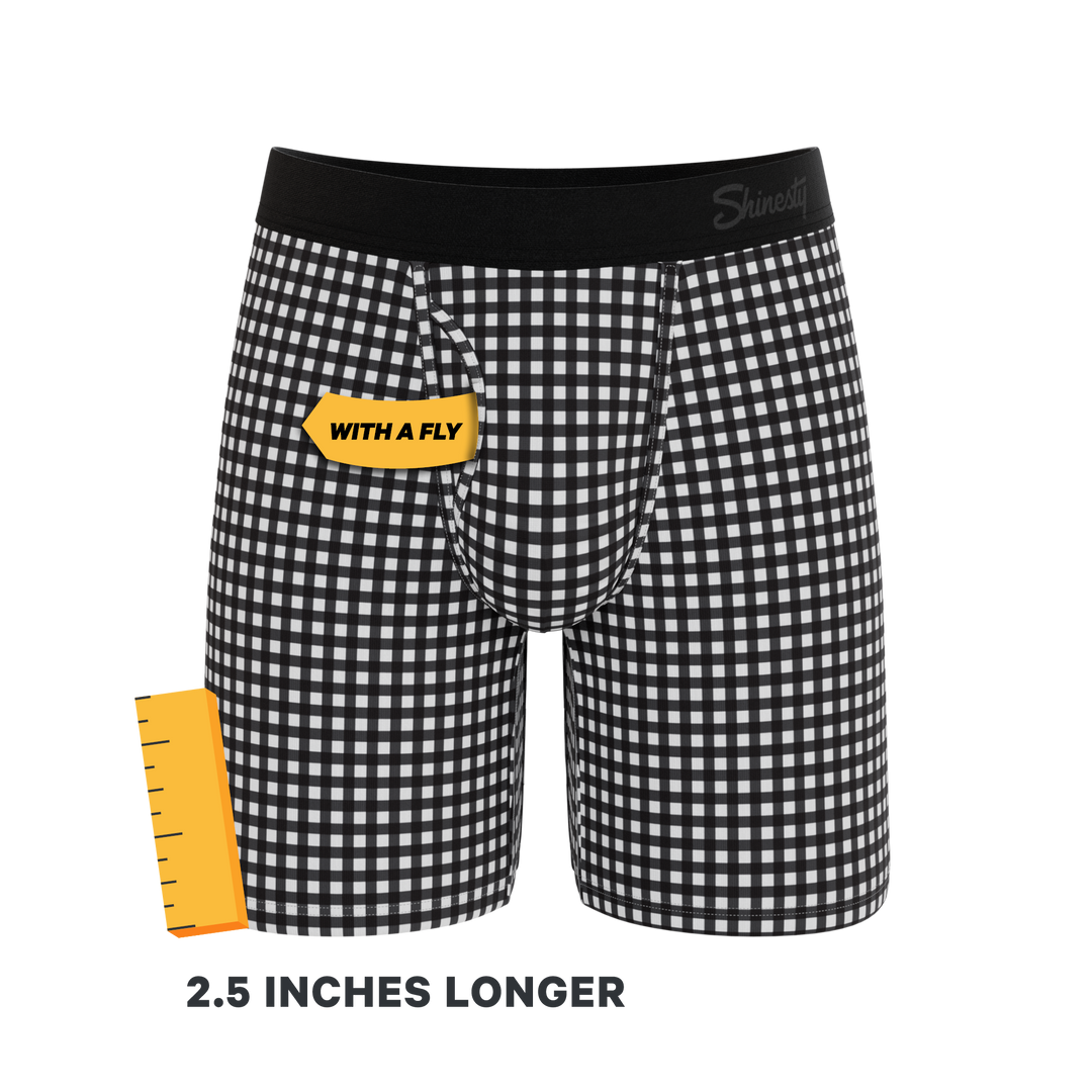 Shinesty The Blackberry Bramble window pane Ball Hammock long leg underwear with fly – long leg boxer