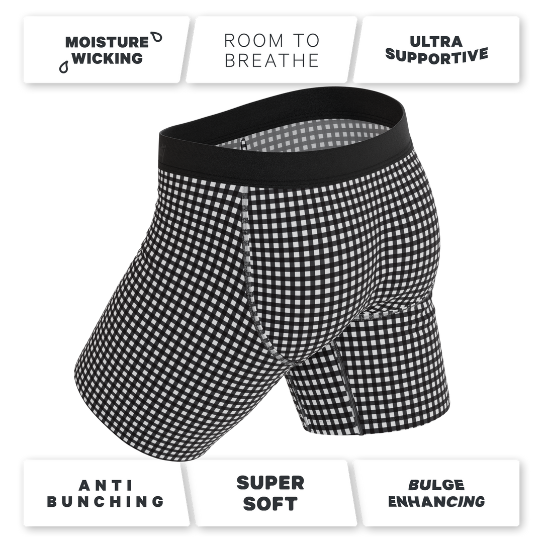 Shinesty The Blackberry Bramble window pane Ball Hammock long leg underwear with fly – long leg boxer