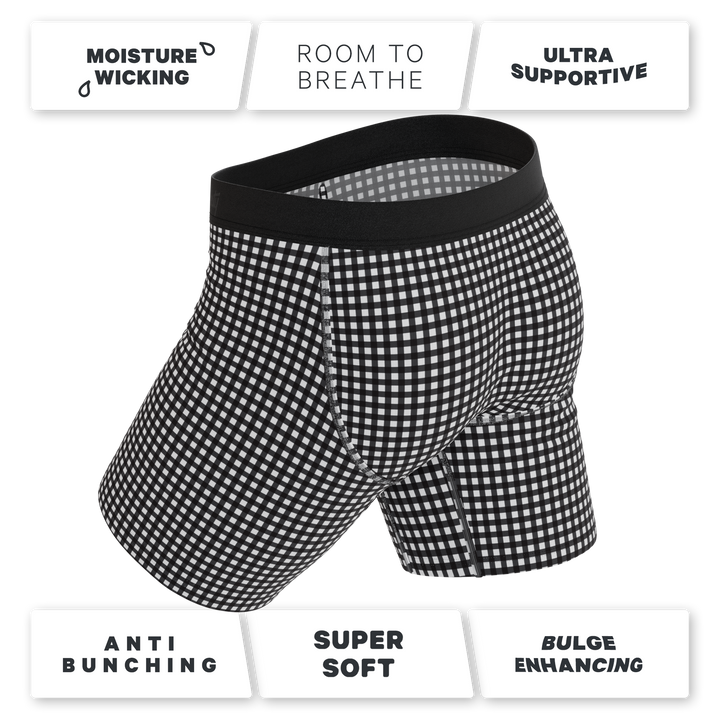 Shinesty The Blackberry Bramble window pane Ball Hammock long leg underwear with fly – long leg boxer