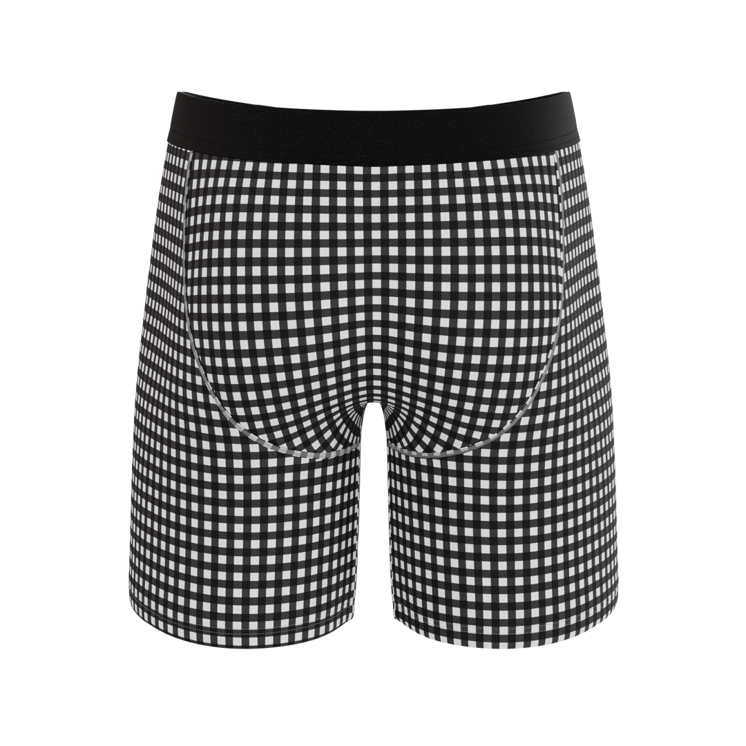 Shinesty The Blackberry Bramble window pane Ball Hammock long leg underwear with fly – long leg boxer