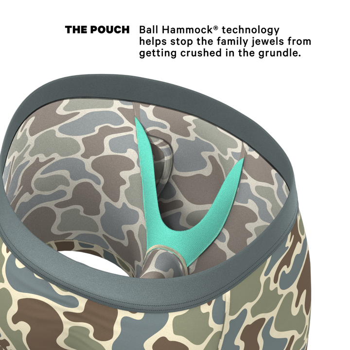 Shinesty The Blender grey duck camo Ball Hammock underwear with fly – men's grey duck camo fly boxer