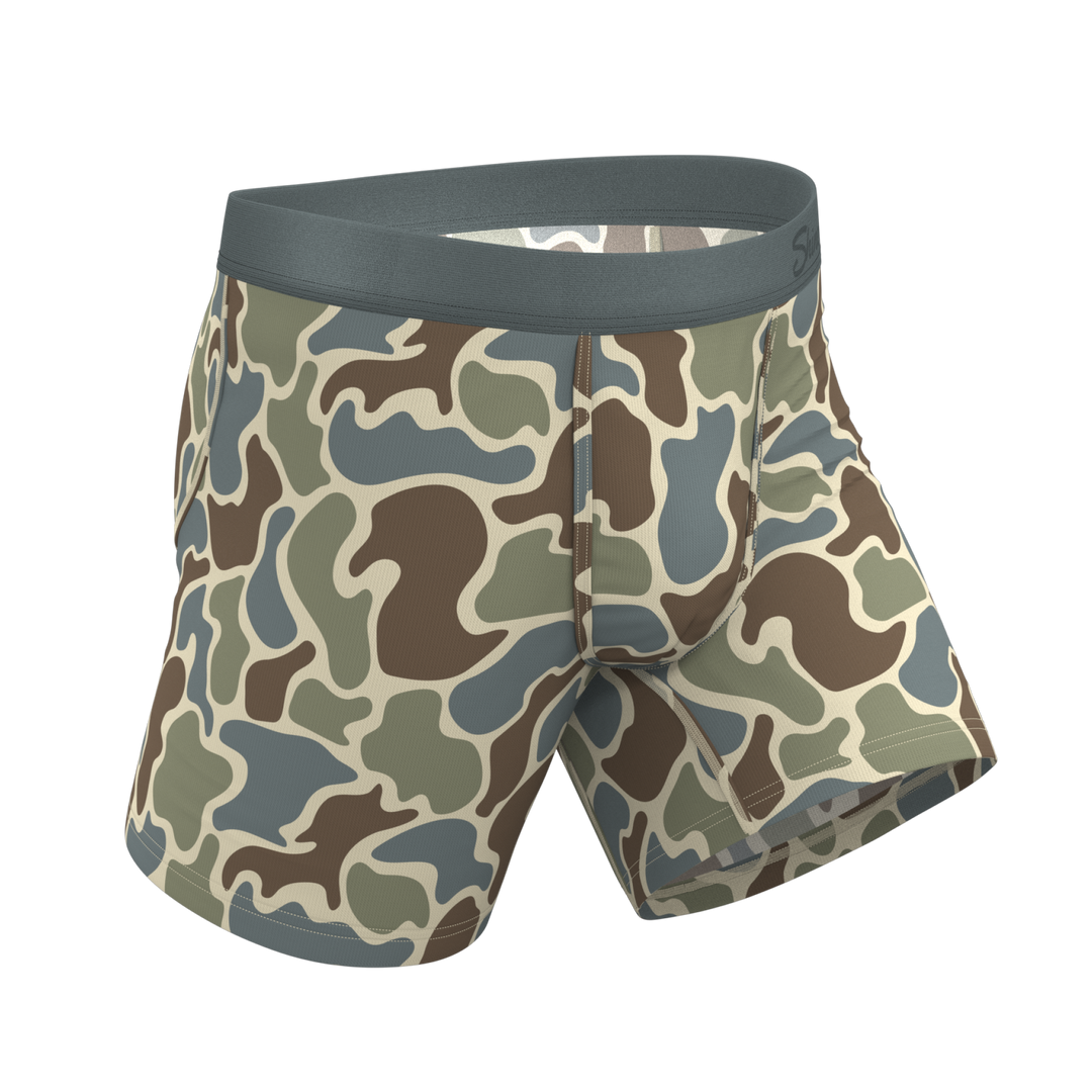 Shinesty The Blender grey duck camo Ball Hammock pouch underwear – men's grey duck camo boxer briefs