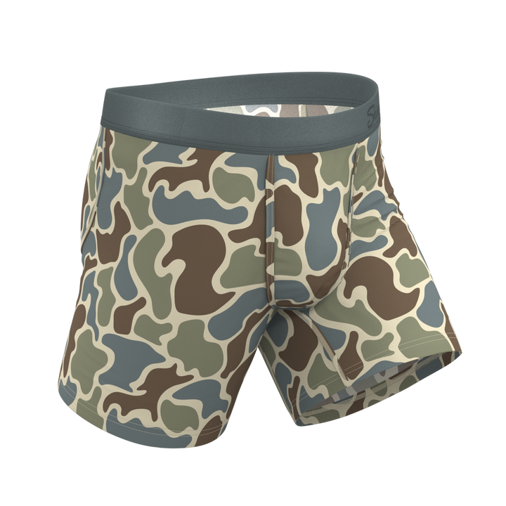 Shinesty The Blender grey duck camo Ball Hammock pouch underwear – men's grey duck camo boxer briefs
