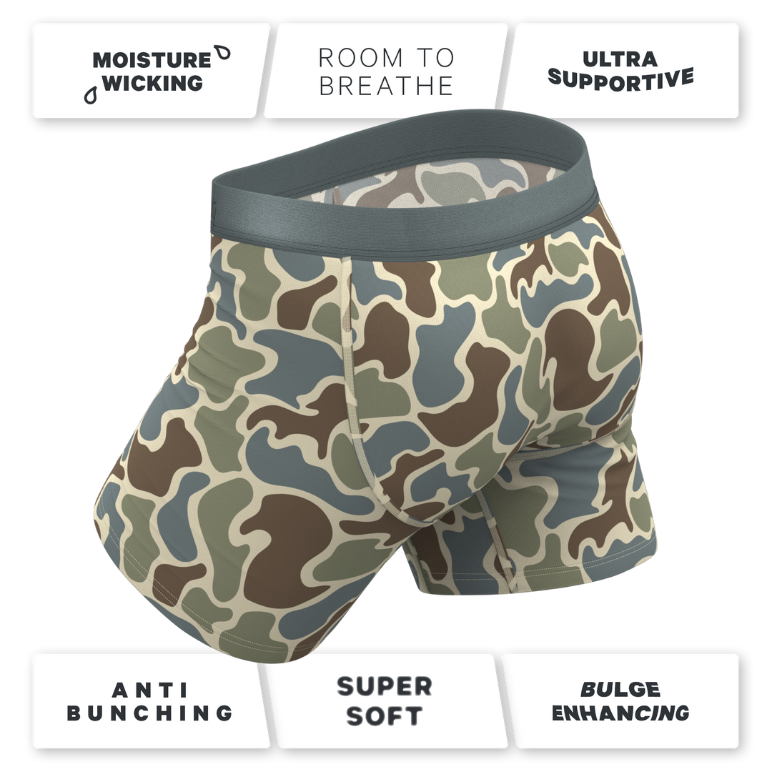 Shinesty The Blender grey duck camo Ball Hammock pouch underwear – men's grey duck camo boxer briefs