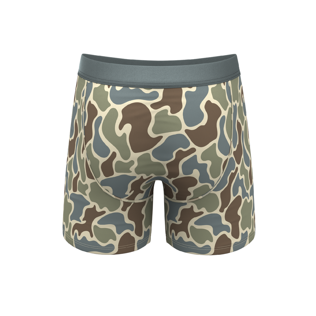 Shinesty The Blender grey duck camo Ball Hammock pouch underwear – men's grey duck camo boxer briefs