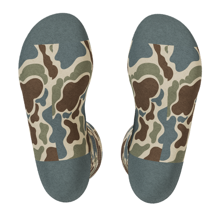 Shinesty The Blender grey duck camo Heel Hammock crew socks – men's camo pattern crew socks