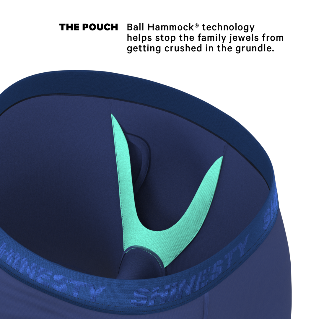 The Bloom Moon: Tonal Navy Long Leg Ball Hammock® Pouch Boxer Briefs with Fly