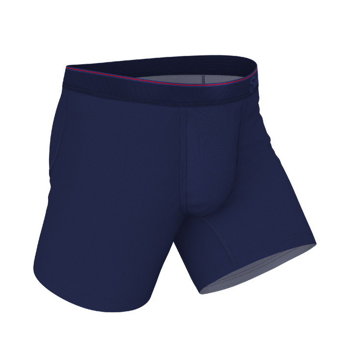 The Blueberry Pie Ball Hammock® Pouch Boxer Briefs in Red Tip Navy