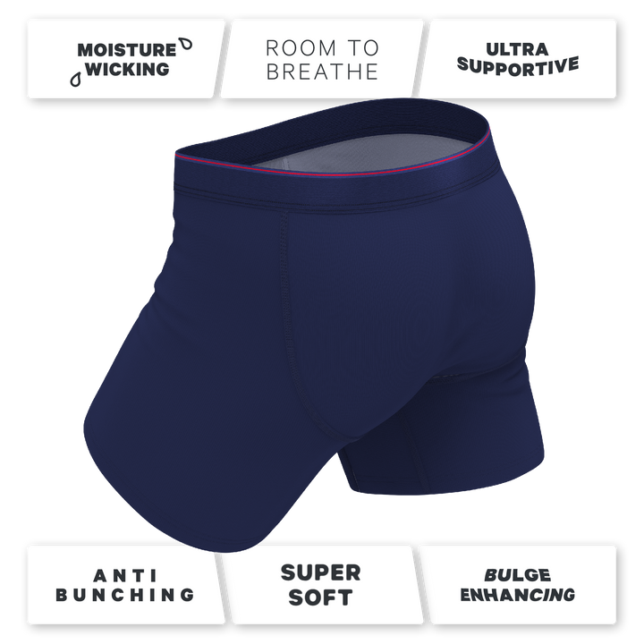 The Blueberry Pie Ball Hammock® Pouch Boxer Briefs in Red Tip Navy