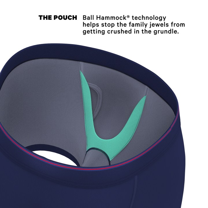 The Blueberry Pie | Red Tip Navy Ball Hammock® Pouch Underwear With Fly