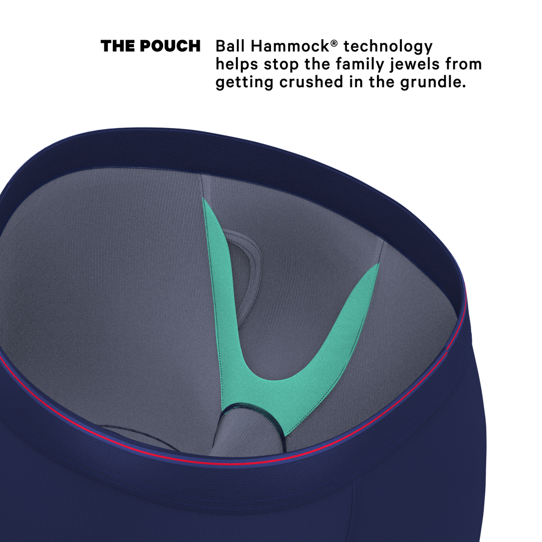 Shinesty The Blueberry Pie Red Tip Navy Long Leg Ball Hammock® Pouch Boxer Briefs with Fly