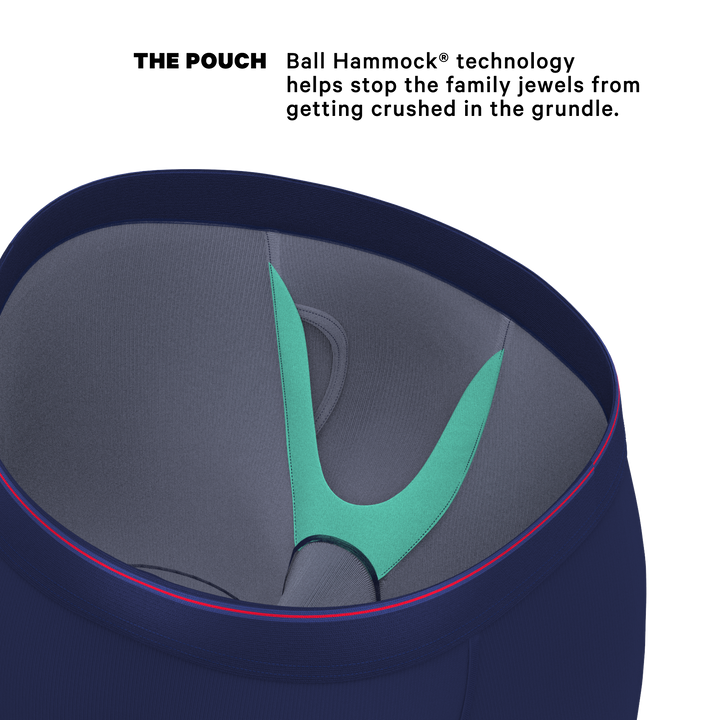 Shinesty The Blueberry Pie Red Tip Navy Long Leg Ball Hammock® Pouch Boxer Briefs with Fly