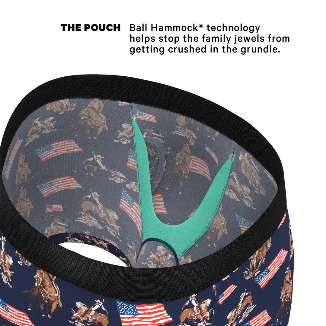 Shinesty "Bootstraps & Chaps" Americana Cowboy Ball Hammock® Pouch Boxer Briefs with Fly