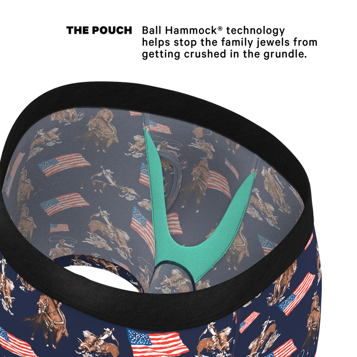 Shinesty "Bootstraps & Chaps" Americana Cowboy Ball Hammock® Pouch Boxer Briefs with Fly