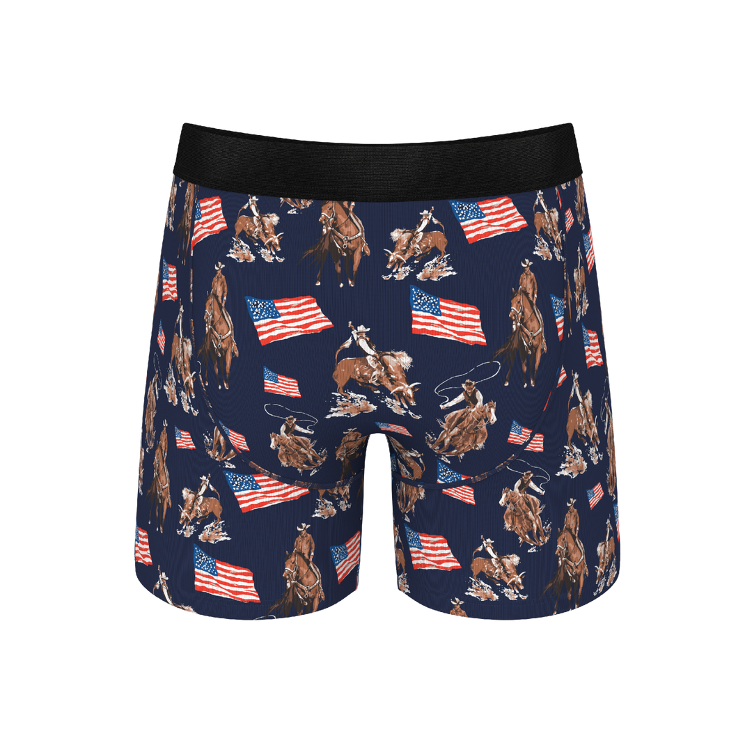 Shinesty "Bootstraps & Chaps" Americana Cowboy Ball Hammock® Pouch Boxer Briefs with Fly